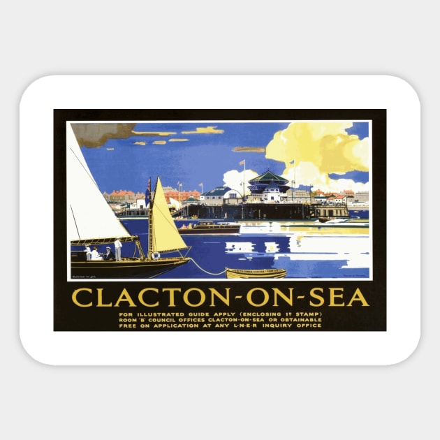 Vintage British Travel Poster: Clacton on Sea Sticker by Naves